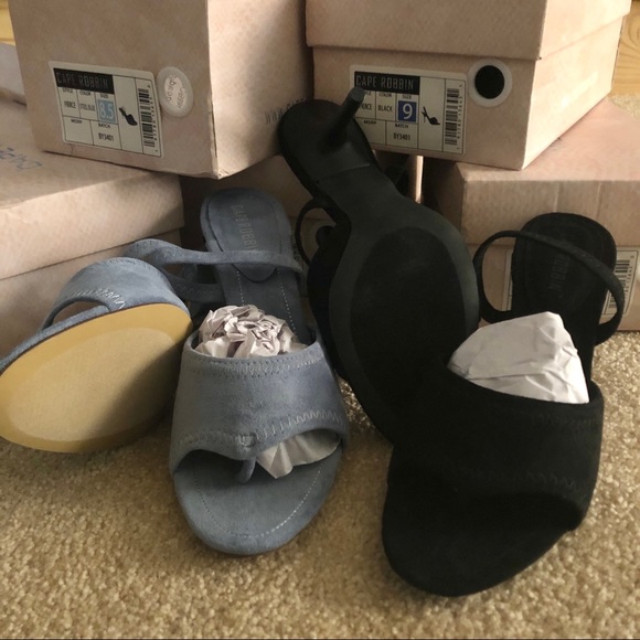 NWT baby blue suede genuine leather slingback kitty heels toe thong 3 1/4” heels - Picture 8 of 9